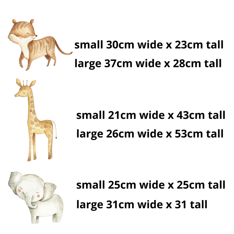 Safari baby animals childrens bedroom and nursery wall decals. Gender neutral. Big Little Bedrooms. Free Shipping. 