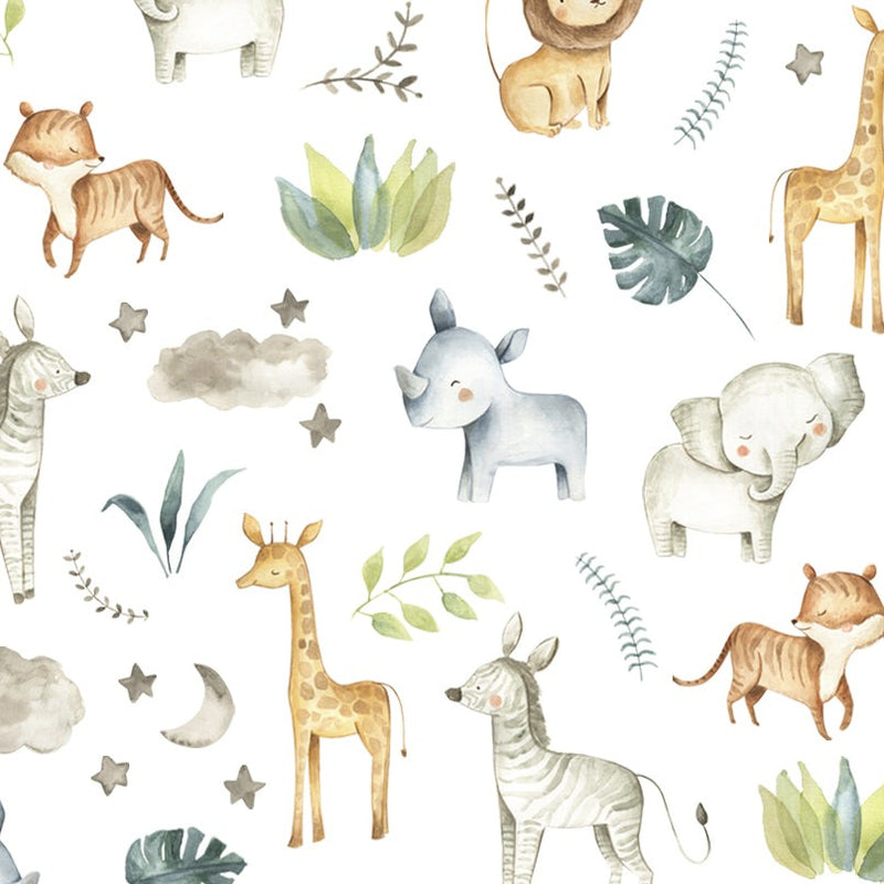 Made to measure blackout lined safari baby animals gender neutral children's curtains, pencil pleat or eyelet. 