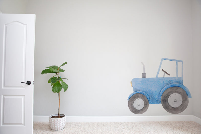 large children's bedroom and nursery blue watercolour tractor wall sticker