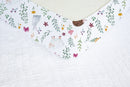 Woodland foxes, bunny rabbits, hedgehogs and flowers children's bedroom and nursery fitted cot bed sheet. Free Shipping. 