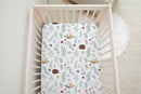 Woodland animals and flowers childrens bedroom and nursery fitted cot bed sheet.