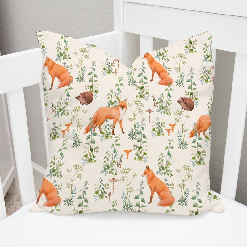 Woodland Fox and Hedgehog Cushion Cover