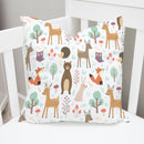 Woodland Animals Cushion Cover, White