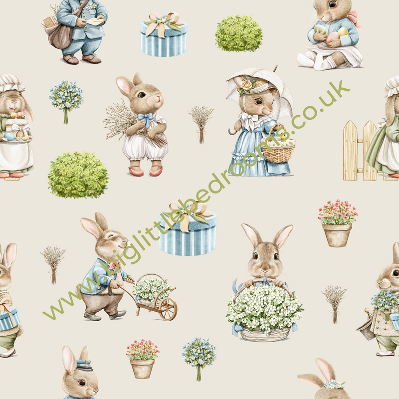Bunny Family Cushion Cover, Vintage Linen