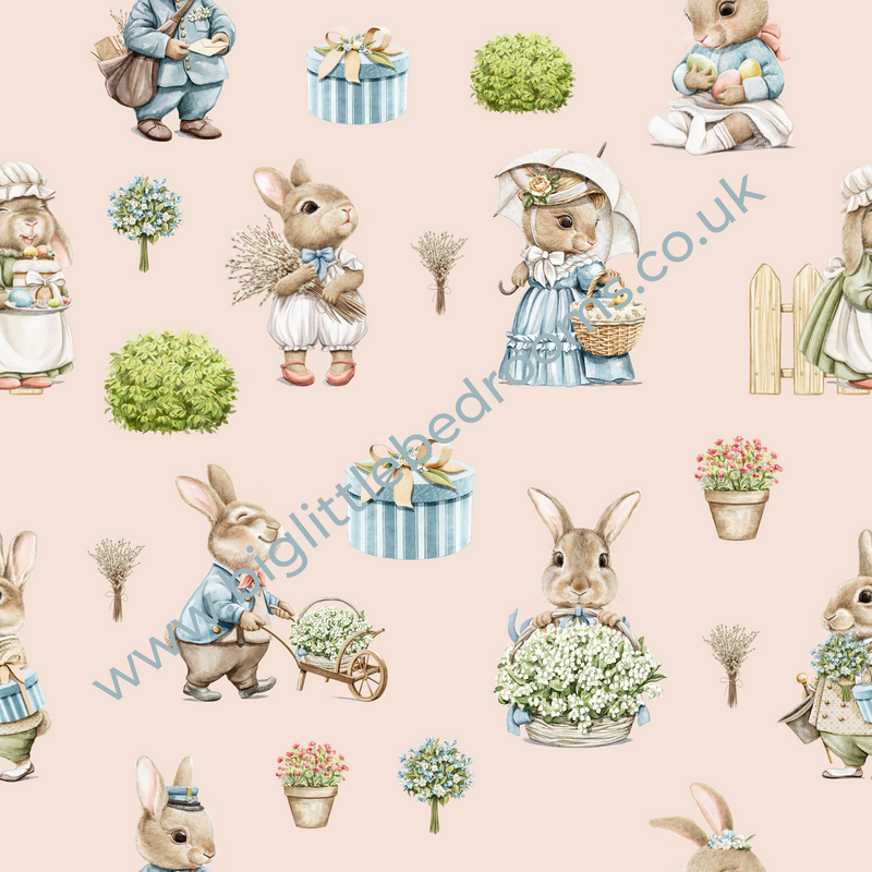 Children's bedroom and nursery bunny rabbit cushion pillow, kids bedding, blush pink